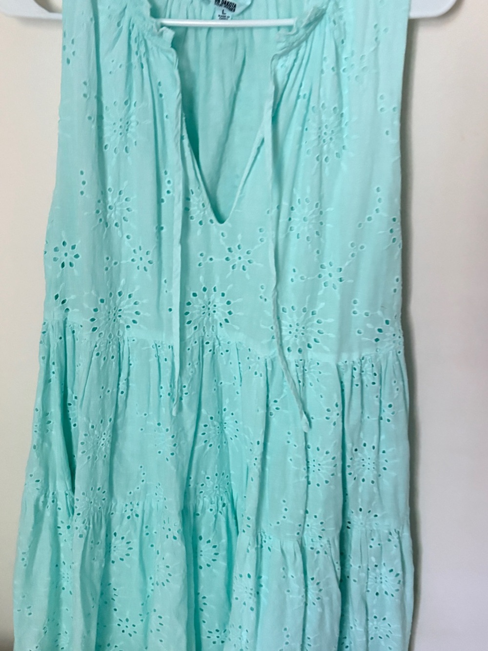 BB Dakota Mint Eyelet Tie-Neck Mini Dress - Picture 3 of 4
